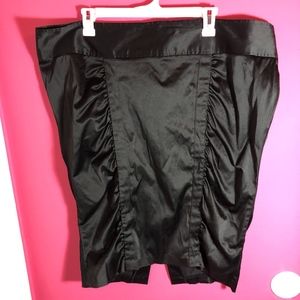Torrid Black Satin Pencil Skirt with Ruffle Panel